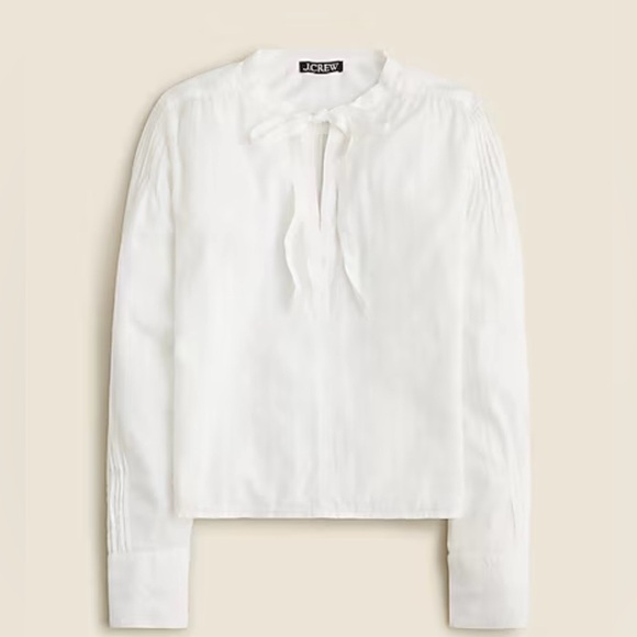 J. Crew Tops - J. Crew Ivory Tie-Neck Long Sleeve Blouse